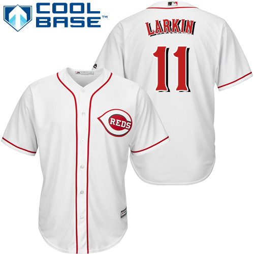 Reds #11 Barry Larkin White Cool Base Stitched Youth MLB Jersey